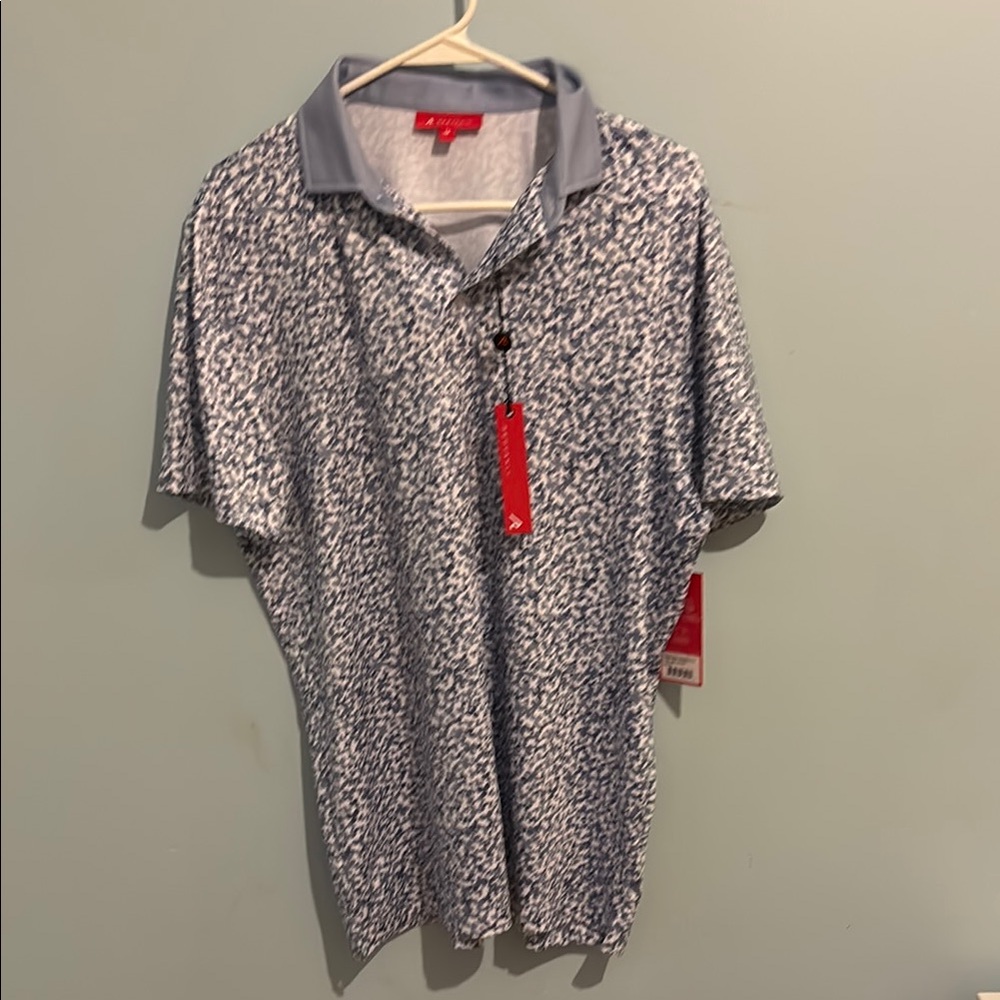 Men's Polo Shirt in Blue and White